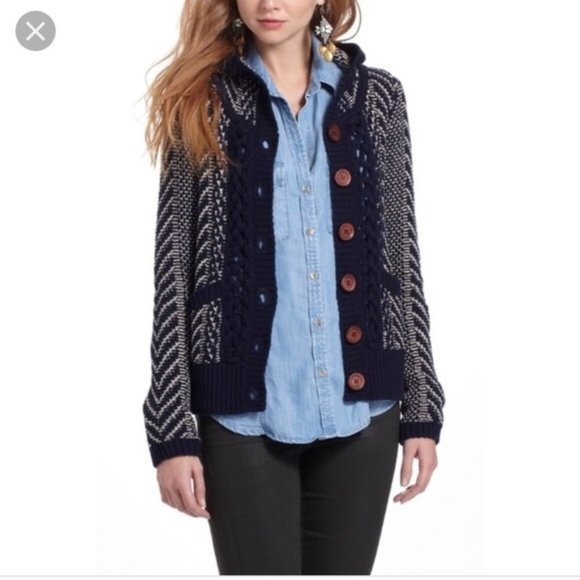 Anthropologie Hooded Cardigan By Hwr Sz 